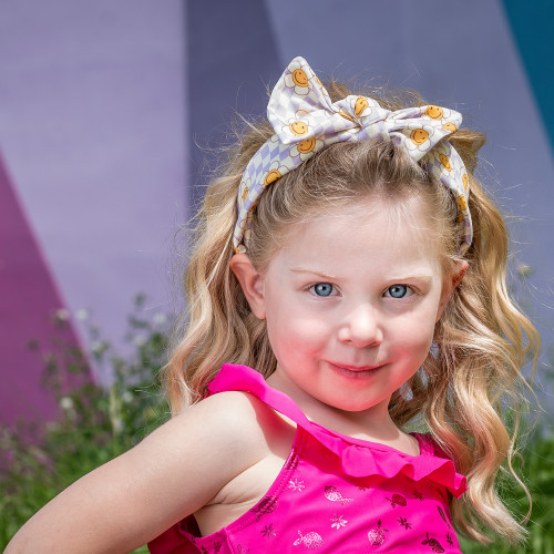 Smiley Flower Bow Headband
