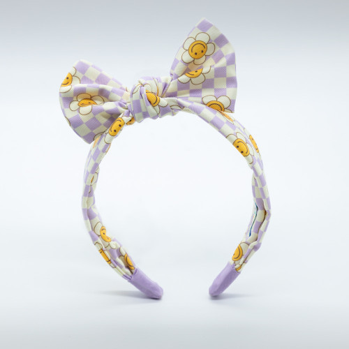 Smiley Flower Bow Headband