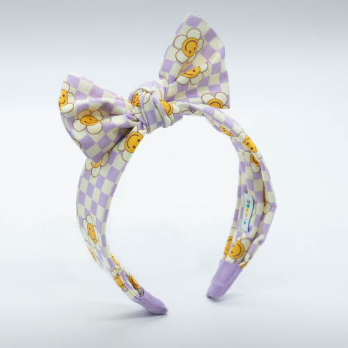 Smiley Flower Bow Headband
